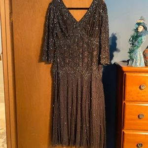 Navy beaded maxi dress, petite size 12